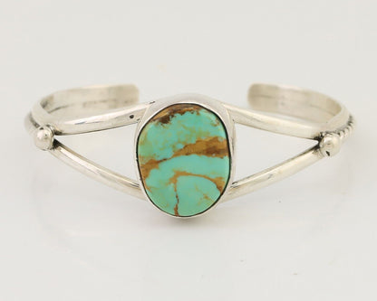Navajo Cuff Bracelet 925 Silver Natural Blue Turquoise Artist Signed Gecko C.80s