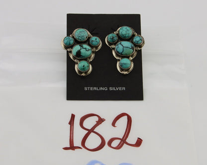 Navajo Earrings 925 Silver Natural Turquoise Artist Signed Roie Jaque C.80's