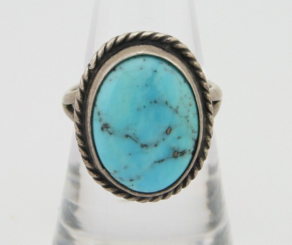 Navajo Handmade Ring 925 Silver Natural Turquoise Native Artist C.80's
