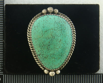 Navajo Ring 925 Sterling Mine 8 Turquoise Native Artist C.80's