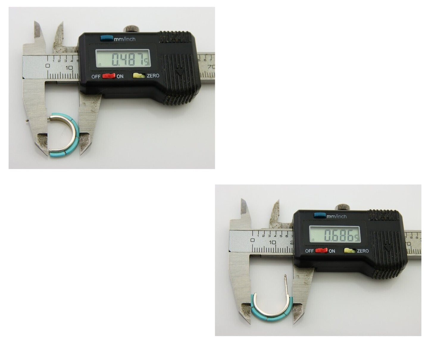 Navajo Half Hoop Earrings 925 Silver Natural Turquoise Native American Artist 80