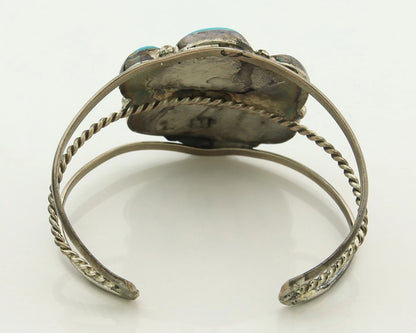 Navajo Cuff Bracelet Sterling Silver Turquoise Vintage Signed BJ