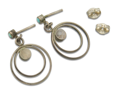 Navajo Earrings 925 Silver Natural Turquoise Native American Artist C.80's