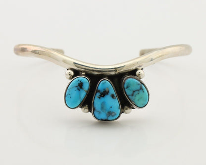Navajo Bracelet 925 Silver Morenci Turquoise Artist Signed Frank Sandoval C.80's