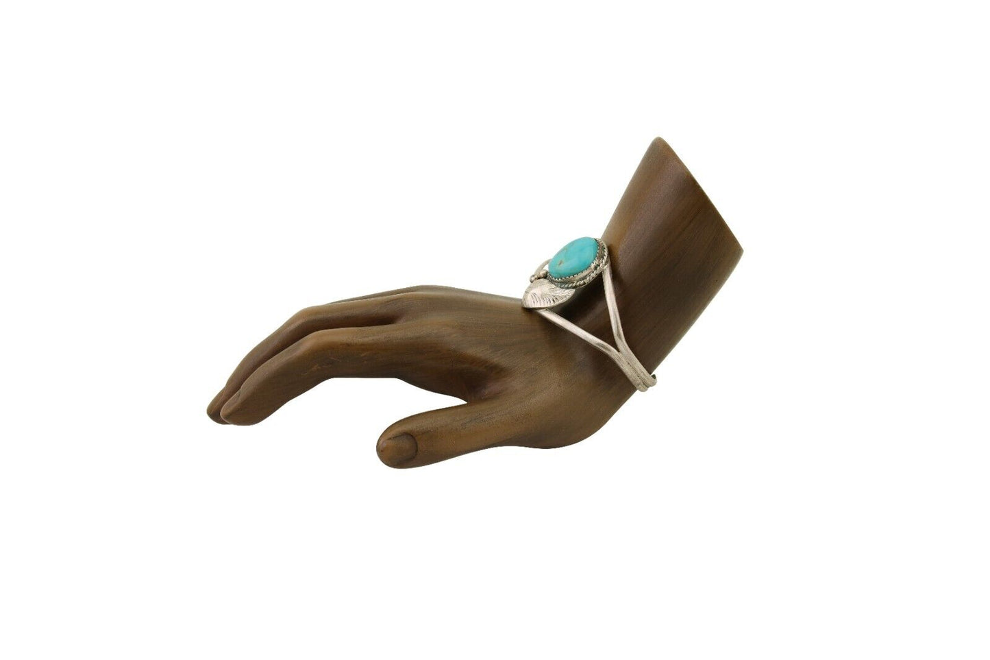 Navajo Hand Stamped Cuff Bracelet Turquoise 925 Silver Native American Artist