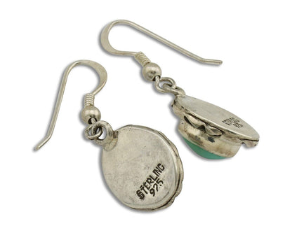 Navajo Earrings 925 Silver Sleeping Beauty Turquoise Native Artist C.80s