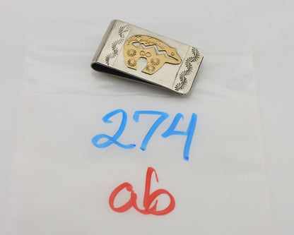 Navajo Money Clip .925 Silver Gold Plate & .999 Nickle Native Artist C.80's
