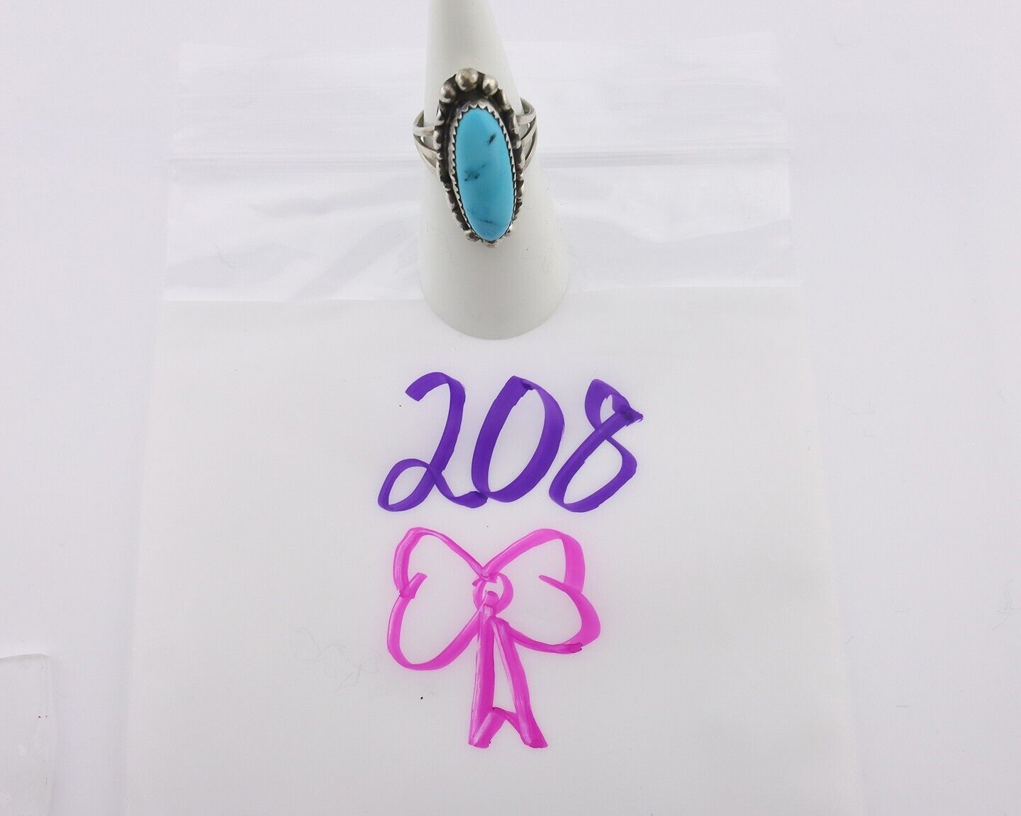 Navajo Ring .925 Silver Sleeping Beauty Turquoise Signed SkyStone Creations C80s