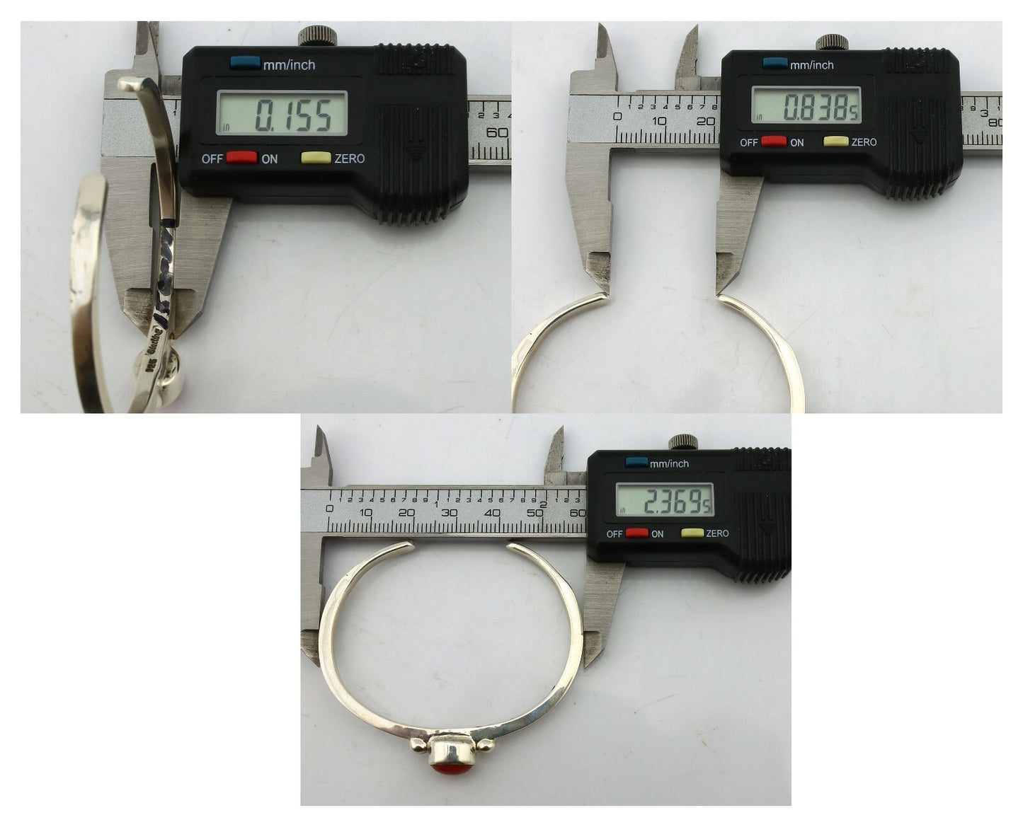 Navajo Bracelet .925 Silver Red Mediterranean Coral Native American Artist C90s