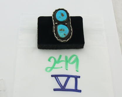 Old Vintage Navajo Ring 925 Sterling Silver Turquoise Handmade Size 9.0