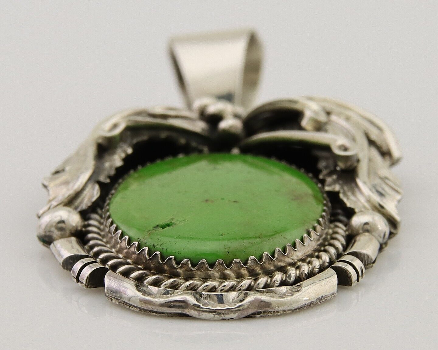 Navajo Pendant 925 Silver Natural Mojave Turquoise Signed E Kee C.80's