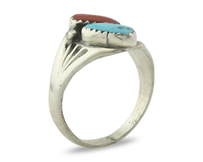 Vintage Navajo Ring 925 Sterling Silver Natural Gemstone Authentic Size 9.25