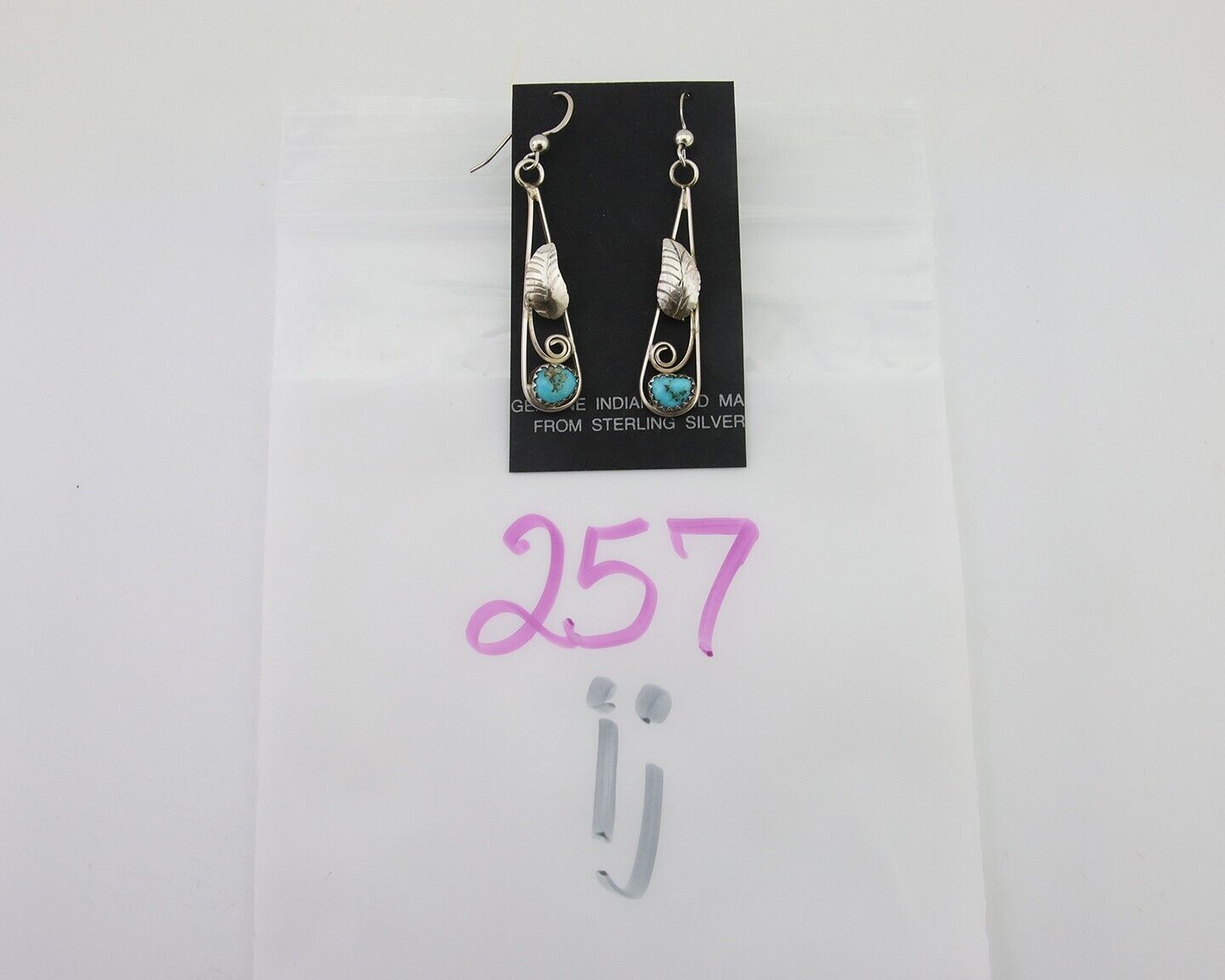 Navajo Dangle Earrings 925 Silver Natural Blue Turquoise Artist Signed JB C.80's