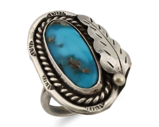 Navajo Handmade Ring 925 Silver Turquoise Native American Artist C.80's