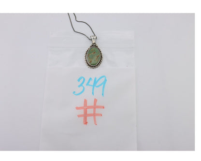 Navajo Pendant 925 Silver Natural Green Turquoise Signed M Montoya C.90s