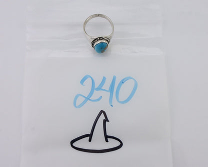 Navajo Ring 925 Silver Natural Blue Turquoise Native American Artist C.80's