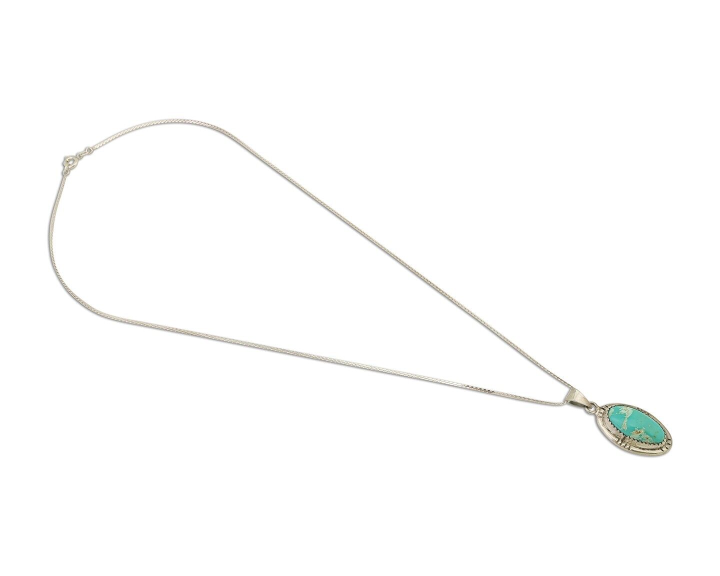 Navajo Necklace 925 Silver Kingman Turquoise Native American Artist C.90s