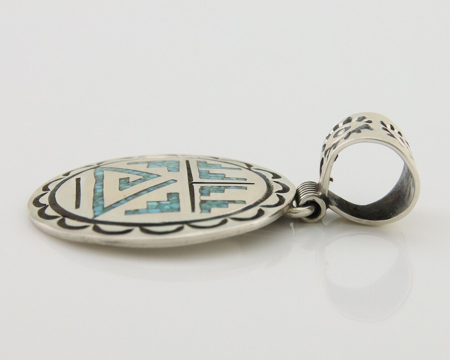 Navajo Necklace 925 Silver Natural Turquoise Artist Signed Stanley Bain C.80's