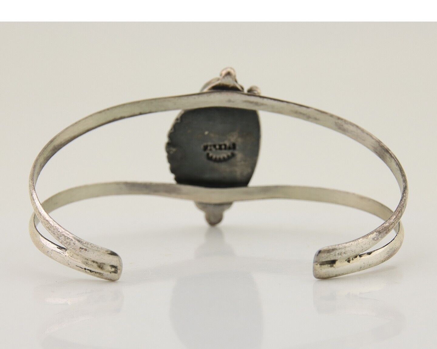 Navajo Hand Stamped Cuff Bracelet Turquoise 925 Silver Signed Sunrise C.80's