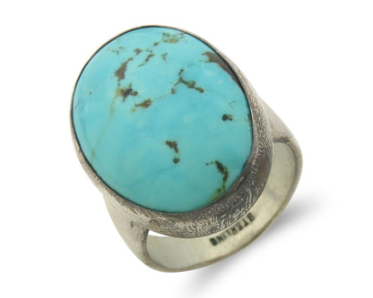 Navajo Ring 925 Sterling Turquoise Handmade Signed M Montoya C.80's Size 10