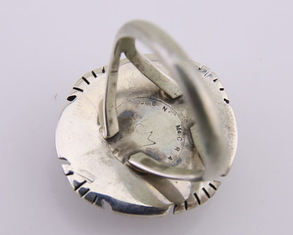 Navajo Ring 925 Silver Spiderweb Turquoise Signed Jon McCray C.80's