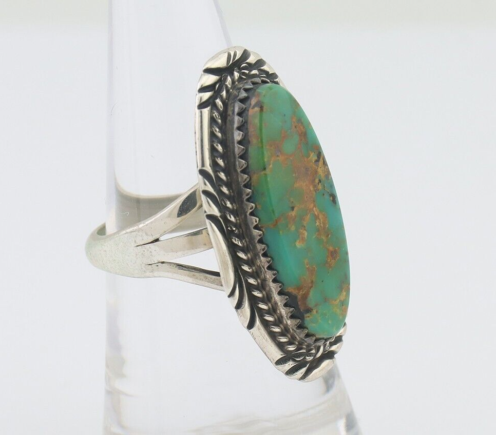 Navajo Ring 925 Silver Natural Turquoise Native American Artist C.80's
