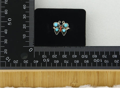 Navajo Butterfly Ring 925 Sterling Silver Authentic Turquoise & Coral Size 7.25