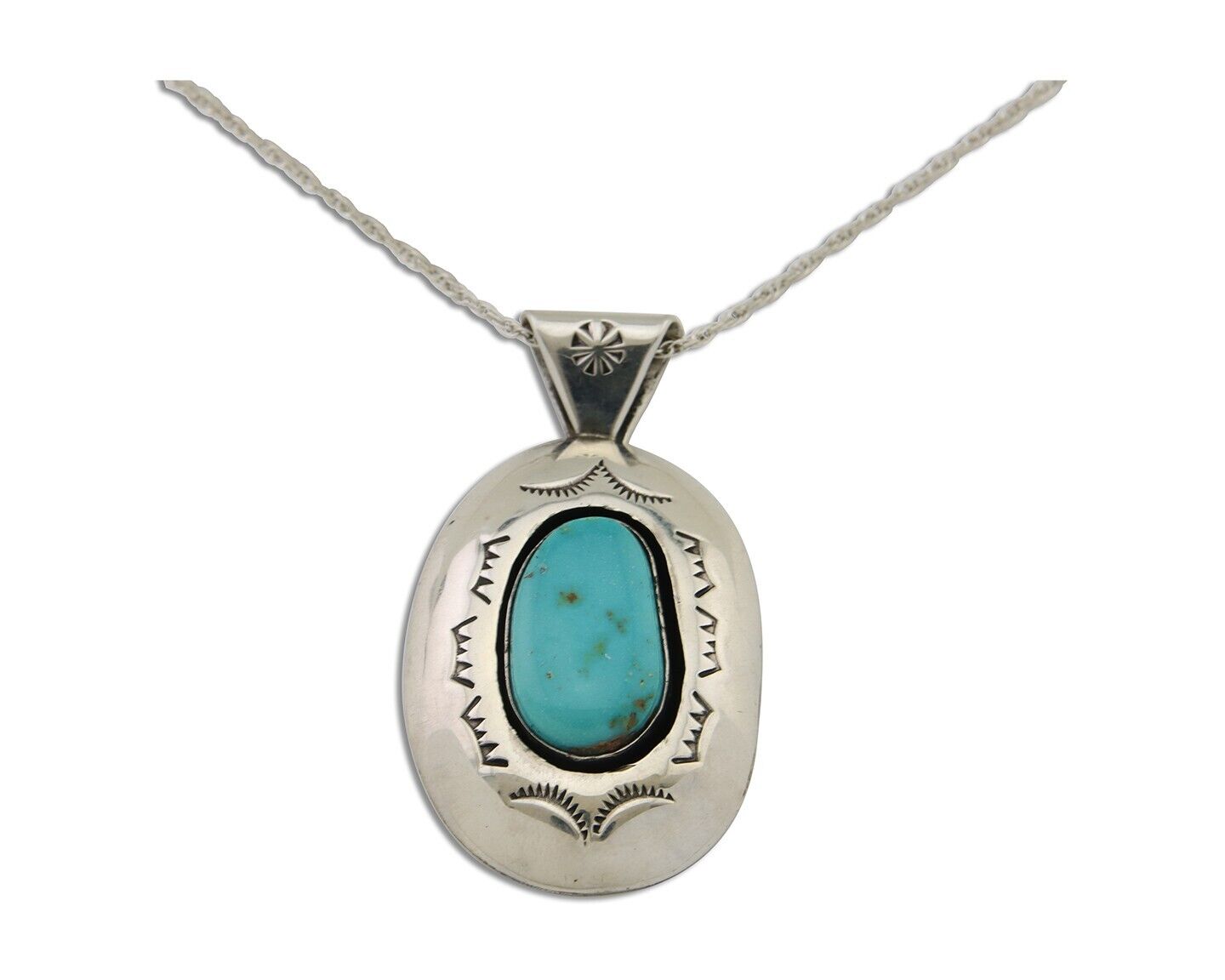 Navajo Necklace 925 Silver Natural Turquoise Artist Signed SLJ? C.80's