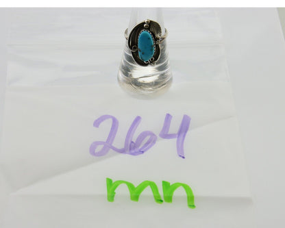 Navajo Ring .925 Silver Blue Turquoise Artist Signed Jack Tom C.80's