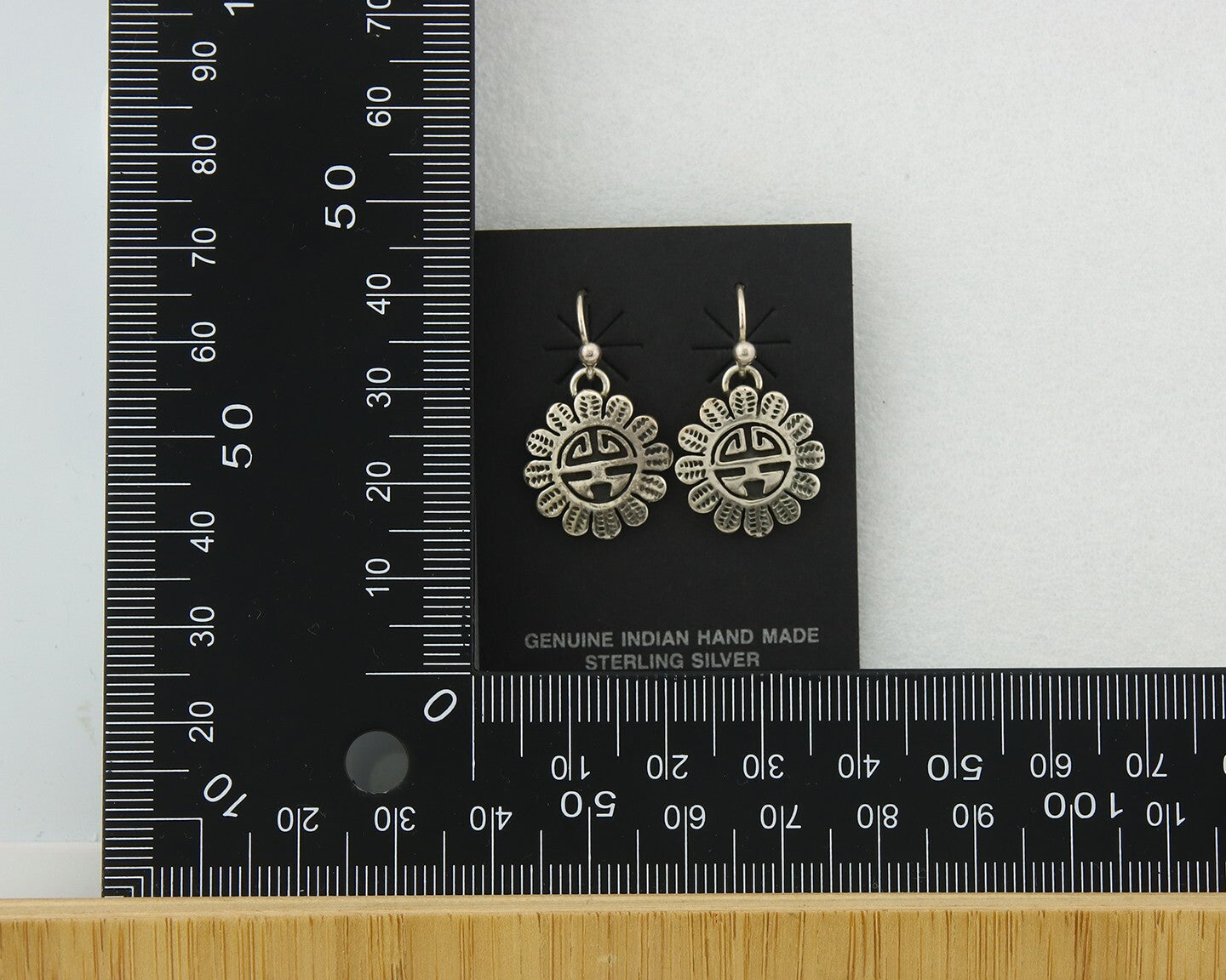Navajo Tiwa Sun Earrings Sterling Silver Dangle Vintage Authentic