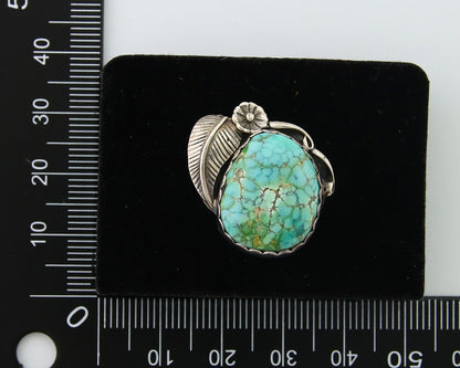 Navajo Ring 925 Sterling Blue Spiderweb Turquoise Native American Artist C.80's