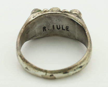 Zuni Ring .925 Silver Natural Sleeping Beauty Turquoise Signed R. LULE C.80's
