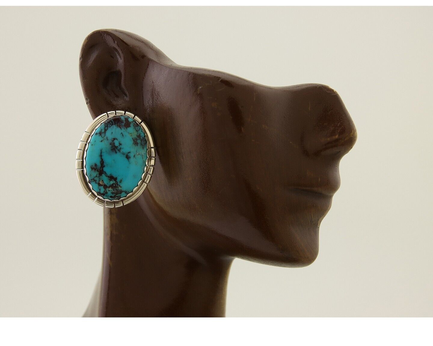 Navajo Earrings 925 Silver Blue Turquoise Native American Artist C.80's