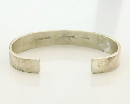 Navajo Cuff Bracelet 925 Sterling Silver Vintage Heavy Hand Stamped Signed Laner