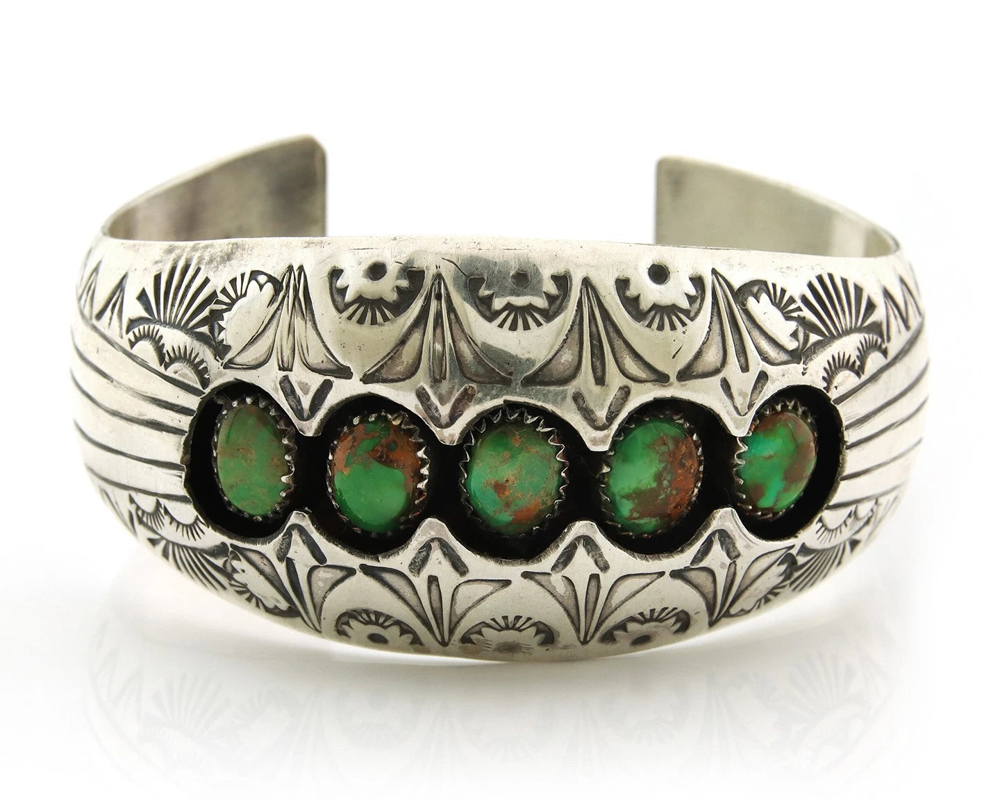 Navajo Cuff Bracelet Sterling Silver Royston Turquoise Vintage Signed C Benally