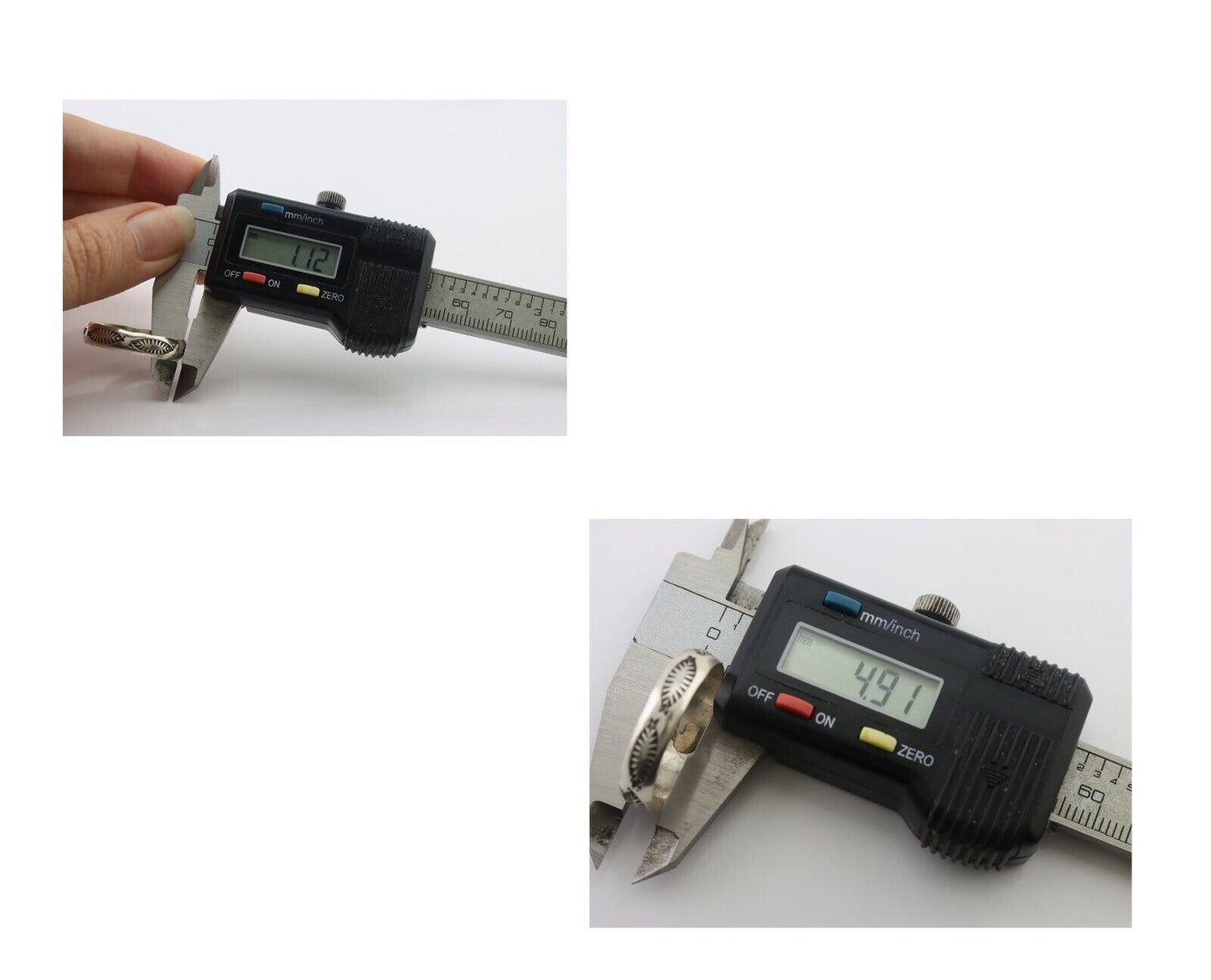 Navajo Hand Stamped Band 925 Silver 5.0 mm Signed Larry Chavez Size 11.75 C.80's