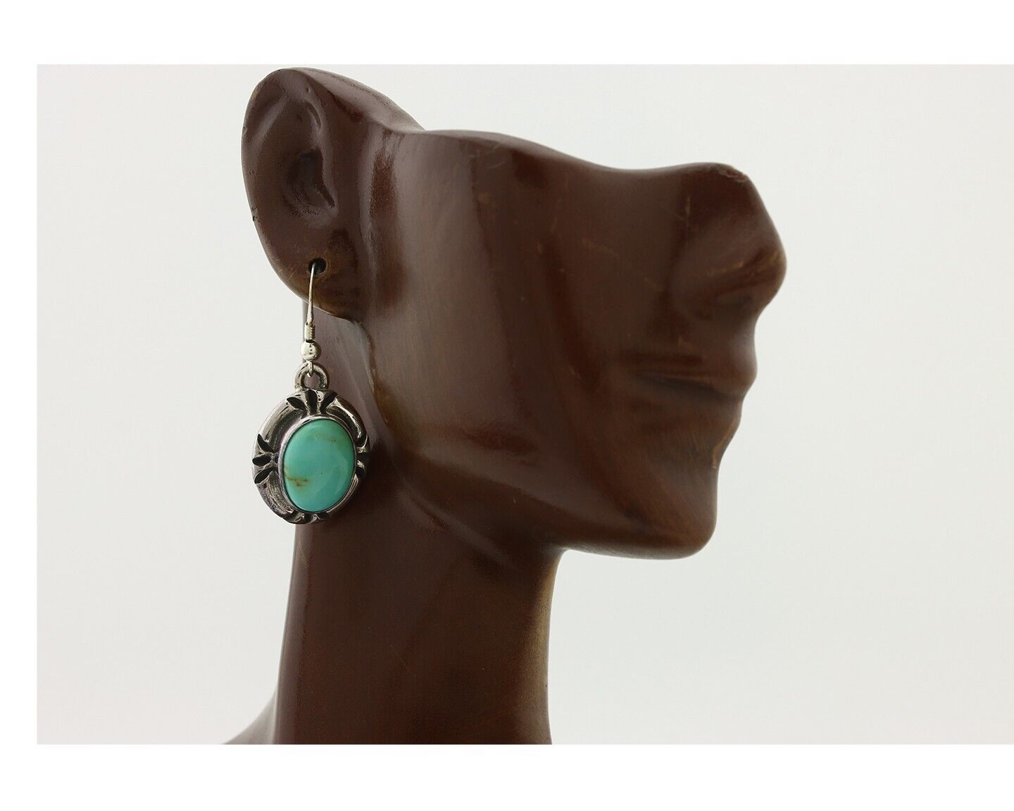 Navajo Handmade Earrings 925 Silver Natural Arizona Turquoise Signed Gecko C.80s