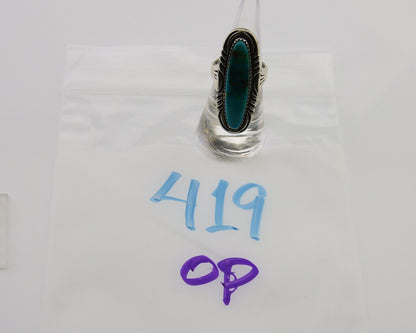 Navajo Hand Stamped Ring 925 Silver Turquoise Native Artist Begay C.80's