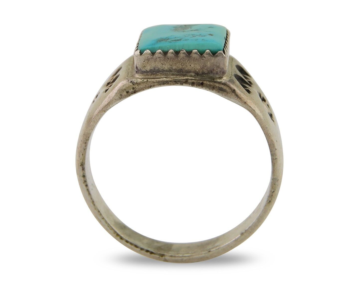 Navajo Handmade Ring 925 Silver Turquoise Native Artist C.80's
