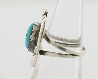 Navajo Ring 925 Silver Sleeping Beauty Turquoise Signed V & N EDSITTY C.80's