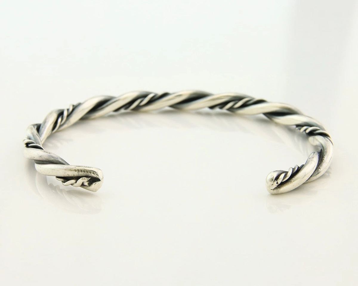 Navajo Cuff Bracelet 925 Sterling Silver Vintage Handmade Twist
