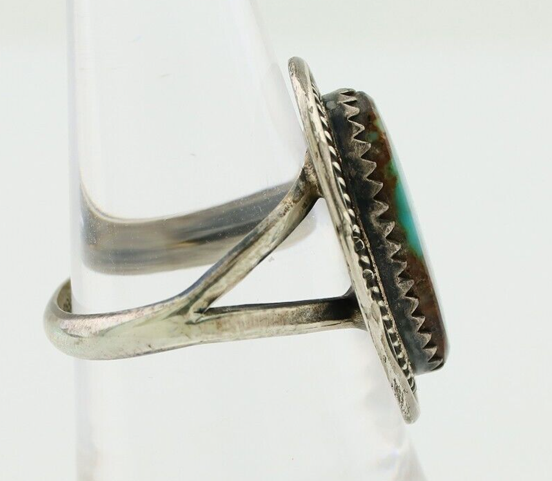 Navajo Ring 925 Silver Sleeping Beauty Turquoise Native American Artist C.80's