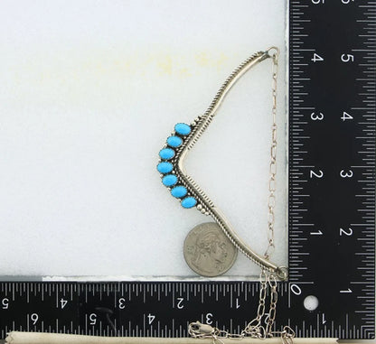Navajo Necklace 925 Sterling Silver Turquoise Signed LJ