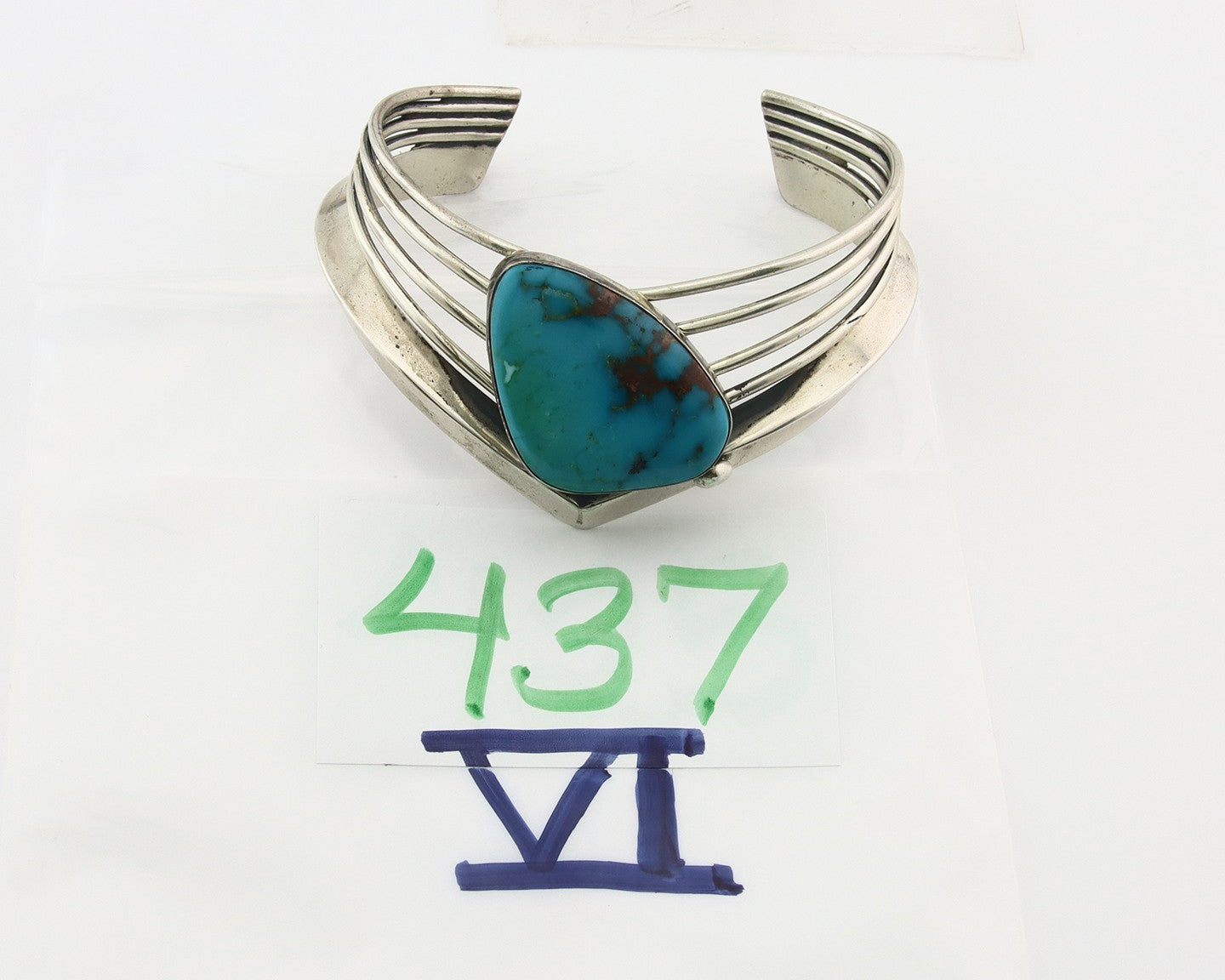 Vintage Navajo Bracelet 925 Silver Blue Nevada Turquoise Handmade