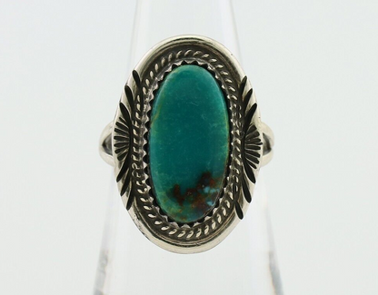 Navajo Ring 925 Silver Natural Blue Turquoise Artist Signed M BEGAY C.80's