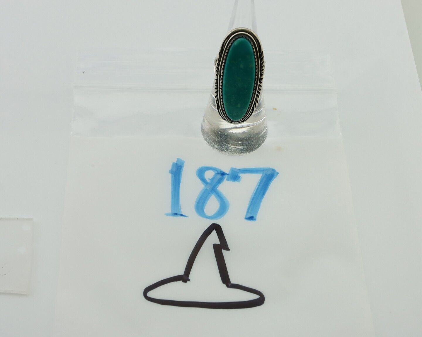 Navajo Ring 925 Silver Natural Turquoise Artist Signed William Denetdale C.80's