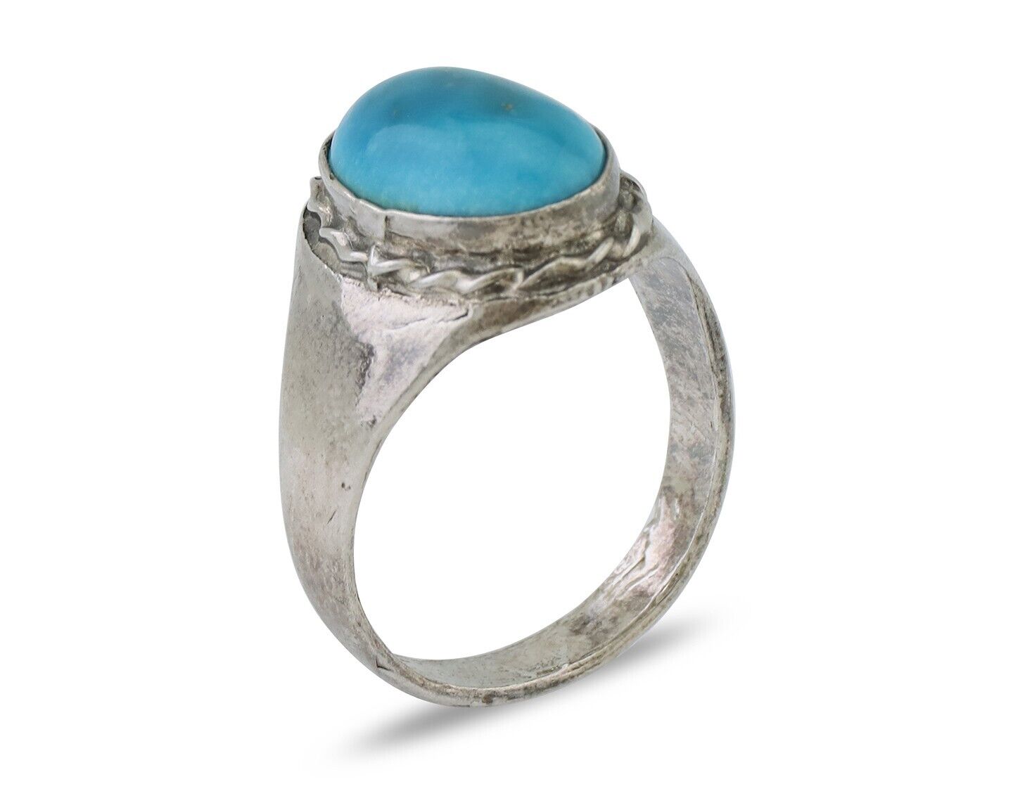 Navajo Ring 925 Silver Sleeping Beauty Turquoise Native Artist C.80's