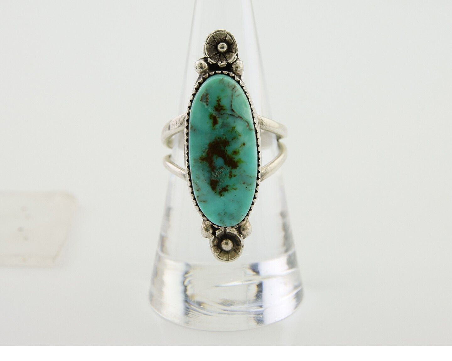 Navajo Ring 925 Silver Natural Blue Turquoise Native American Artist C.80's