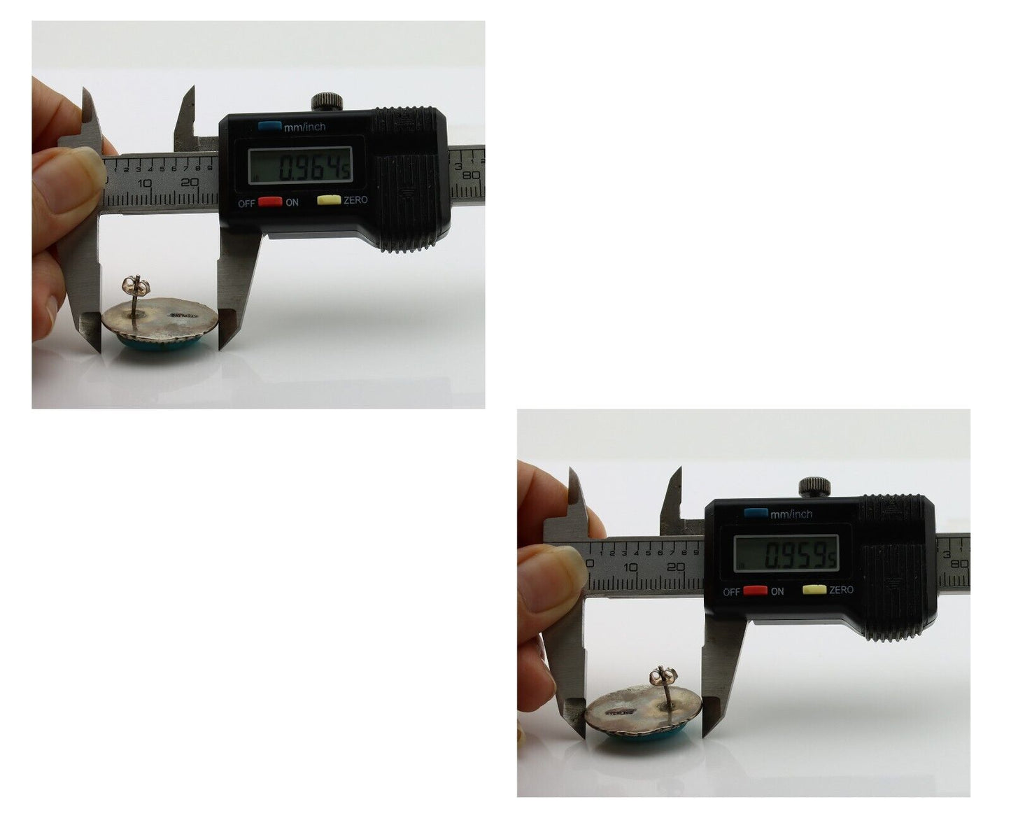 Navajo Hand Stamped Earrings 925 Silver Natural Turquoise Signed M Begay C.80's