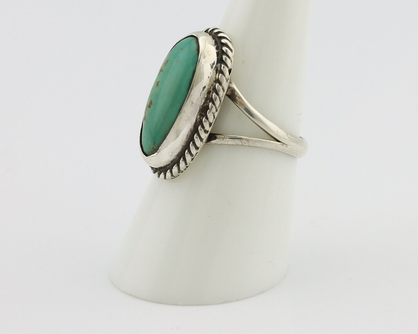 Navajo Ring 925 Silver Kingman Turquoise Native American Artist C.80's